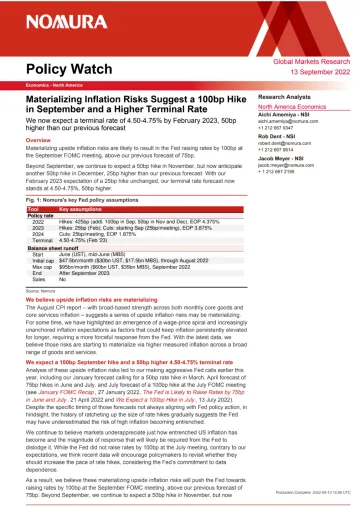 Nomura-policy watch-100bp hike