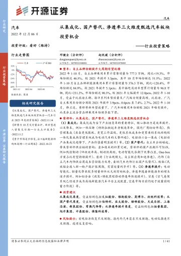 汽车行业投资策略:从集成化、国产替代、渗透率三大维度甄选汽车板块投资机会-20221206-开源证券-41页
