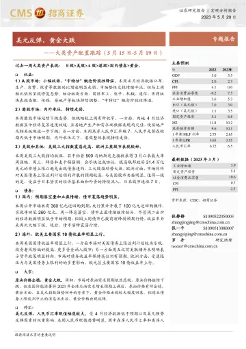 招商证券-大类资产配置跟踪:美元反弹,黄金大跌-230520