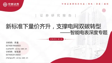 智能电表行业深度专题:新标准下量价齐升,支撑电网双碳转型-20210606-中泰证券-32页