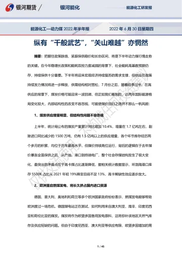 动力煤2022年半年报:纵有“千般武艺”,“关山难越”亦惘然-20220630-银河期货-45页