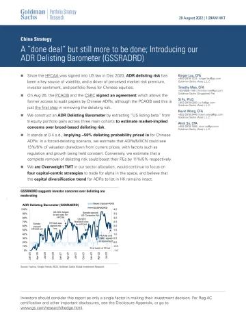 China Strategy_ A _done deal_ but still more to be done; Introducing our ADR Delisting Barometer (GSSRADRD)(1)