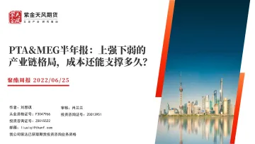 PTA&MEG半年报:上强下弱的产业链格局,成本还能支撑多久?-20220625-紫金天风期货-37页