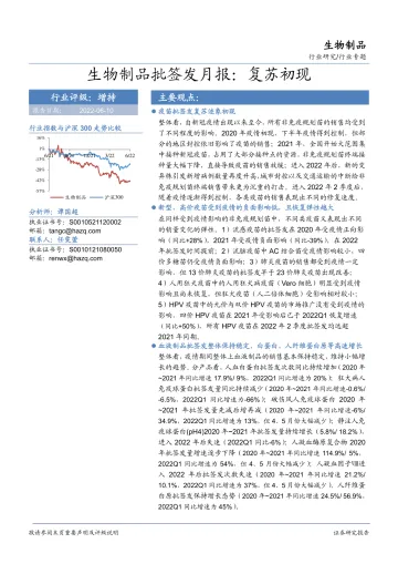 生物制品行业专题:生物制品批签发月报,复苏初现-20220610-华安证券-23页