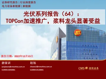 电力设备新能源行业光伏系列报告(64):TOPCon加速推广,浆料龙头显著受益-20221215-招商证券-30页