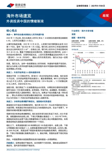 海外市场速览:外资投资中国的情绪渐浓-20230108-国信证券-15页