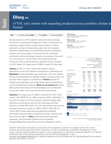 EHang (EH)_ eVTOL early entrant with expanding products_services portfolio; Initiate at Neutral(1)