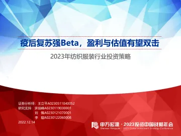 2023年纺织服装行业投资策略:疫后复苏强Beta,盈利与估值有望双击-20221214-申万宏源-64页