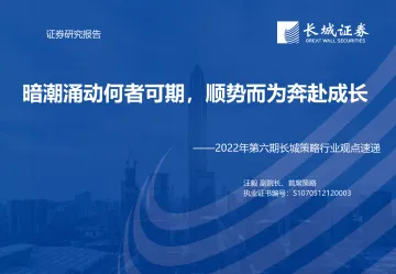 2022年第六期长城策略行业观点速递:暗潮涌动何者可期,顺势而为奔赴成长-20220818-长城证券-23页