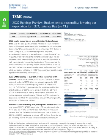 TSMC (2330.TW)_ 3Q22 Earnings Preview_ Back to normal seasonality; lowering our expectation for 1Q23; reiterate Buy (on CL) (1)