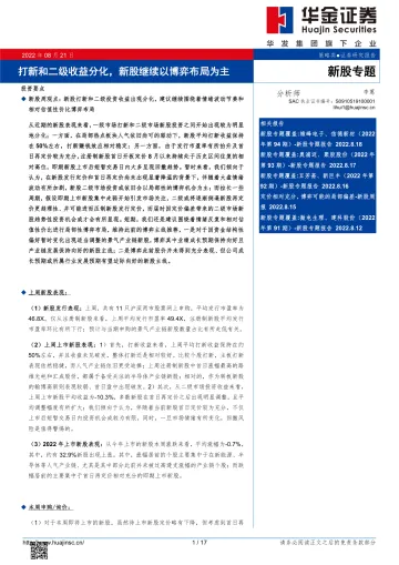 打新和二级收益分化,新股继续以博弈布局为主-20220821-华金证券-17页
