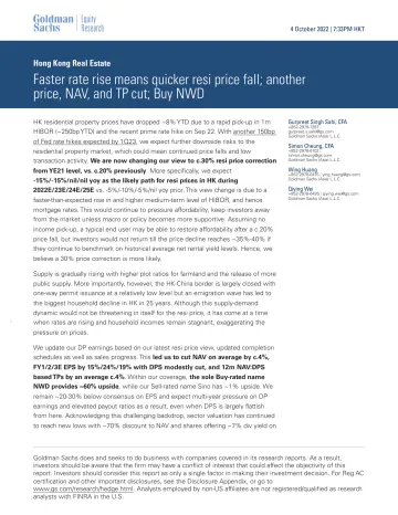 Hong Kong Real Estate_ Faster rate rise means quicker resi price fall; another price, NAV, and TP cut; Buy NWD(1)