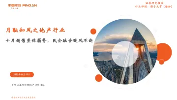 房地产行业月酝知风之地产行业:十月销售整体弱势,民企融资暖风不断-20221117-平安证券-22页