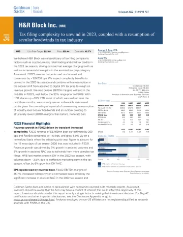 H&R Block Inc. (HRB)_ Tax filing complexity to unwind in 2023, coupled with a resumption of secular headwinds in tax industry(1)