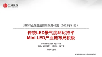 LED行业深度追踪系列第45期(2022年11月):传统LED景气度环比持平,Mini LED产业链布局积极-20230103-中信证券-22页