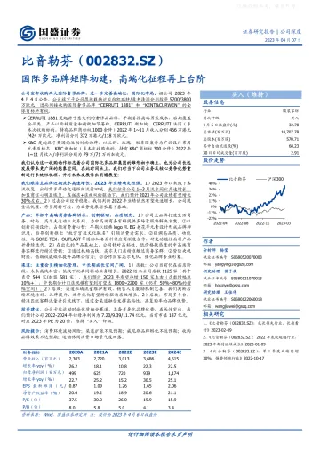 国盛证券-比音勒芬(002832)国际多品牌矩阵初建，高端化征程再上台阶-230407
