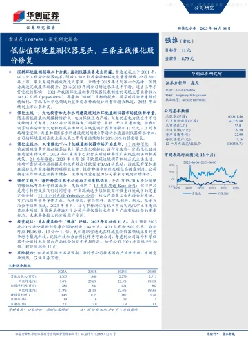 华创证券-雪迪龙(002658)深度研究报告:低估值环境监测仪器龙头,三条主线催化股价修复-230608