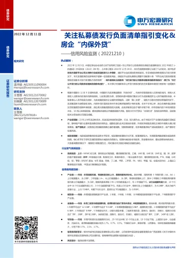 信用风险监测：关注私募债发行负面清单指引变化&房企“内保外贷”-20221211-申万宏源-15页