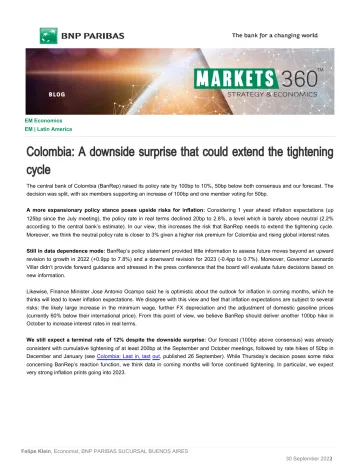 Colombia A downside surprise that could extend the tightening cycle
