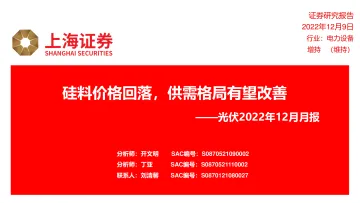 光伏行业2022年12月月报:硅料价格回落,供需格局有望改善-20221209-上海证券-25页