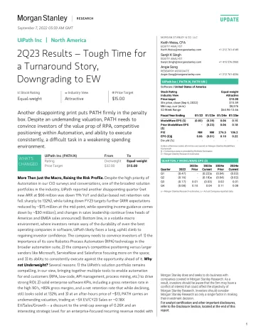 PATH.N-Morgan Stanley-UiPath Inc 2Q23 Results – Tough Time for a Turnaround Story...