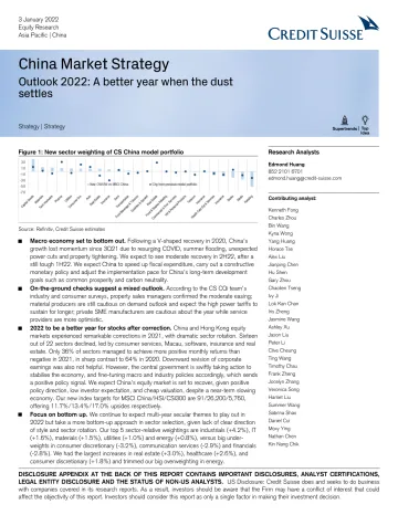 2022年中国投资策略展望:尘埃落定后会是更好的一年(英)-瑞信-2022.1.3-79页
