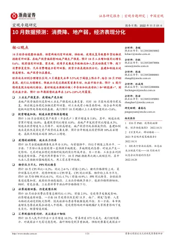 10月数据预测:消费降、地产弱,经济表现分化-20221101-浙商证券-21页