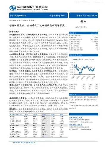 东北证券-圣泉集团(605589)合成树脂龙头，生物质化工及硬碳构成新的增长点-230628