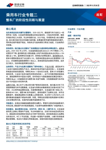 乘用车行业专题二:整车厂的阶段性回顾与展望-20221230-国信证券-66页