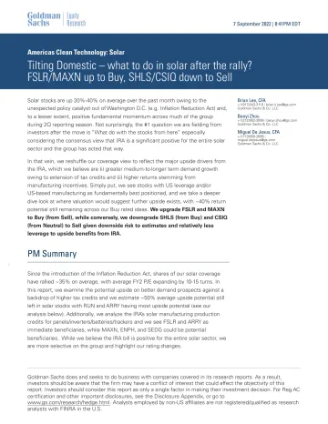 Americas Clean Technology_ Solar_ Tilting Domestic – what to do in solar after the rally_ FSLR_MAXN up to Buy, SHLS_CSIQ down...(1)