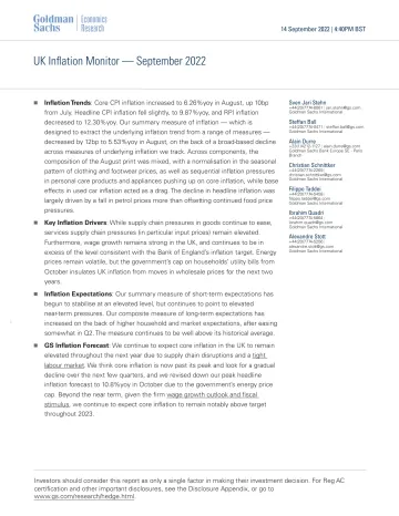UK Inflation Monitor — September 2022(1)