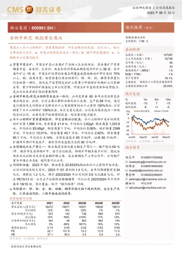 招商证券-株冶集团(600961)老树开新花,赋能黄金属性-230612