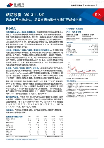 国信证券-骆驼股份(601311)汽车低压电池龙头,后装市场与海外市场打开成长空间-230607
