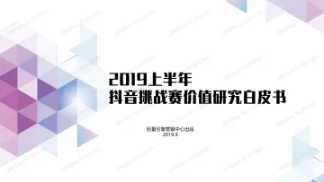 2019上半年抖音挑战赛价值研究白皮书