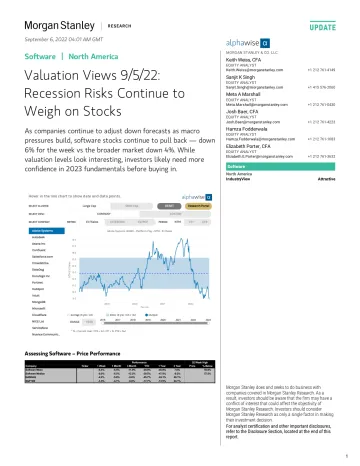 Morgan Stanley-Software Valuation Views 9522 Recession Risks Continue t