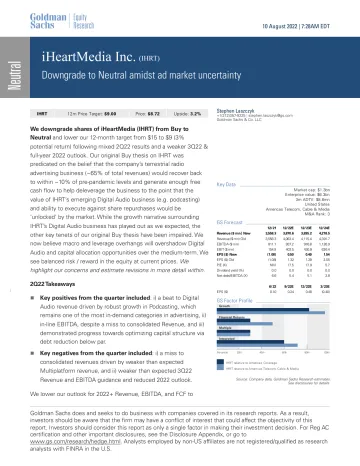 iHeartMedia Inc. (IHRT)_ Downgrade to Neutral amidst ad market uncertainty(1)