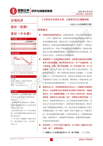 宏观研究月报:5月经济开启复苏之路,后续密切关注增量政策-20220620-国融证券-28页