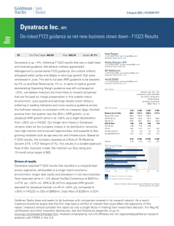 Dynatrace Inc. (DT)_ De-risked FY23 guidance as net new business slows down - F1Q23 Results(1)