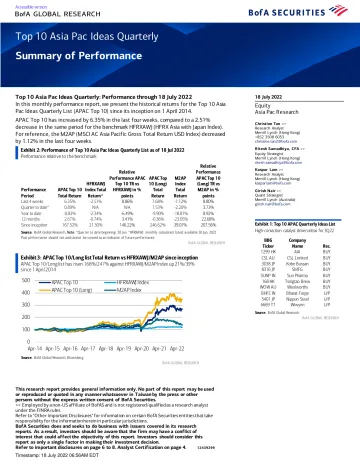 BOFA-Top 10 Asia Pac Ideas Quarterly