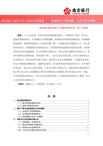 2023年2月海外市场展望:美国经济下滑放缓,人民币承压稍贬-20230217-南京银行-30页