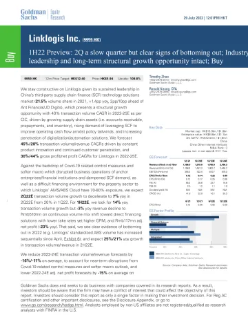 Linklogis Inc. (9959.HK)_ 1H22 Preview_ 2Q a slow quarter but clear signs of bottoming out; Industry leadership and long-term...(1)