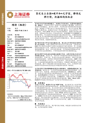 电子行业：坚定自立自强+碳中和+元宇宙，静待反弹行情，把握结构性机会-20220604-上海证券-52页