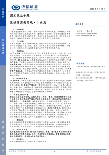 固定收益专题:区域信用面面观·山东篇-20220916-华福证券-29页