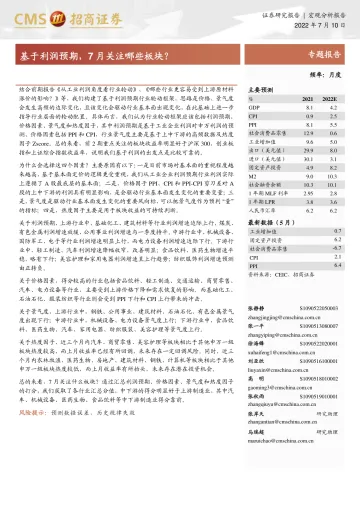 基于利润预期,7月关注哪些板块?-20220710-招商证券-18页