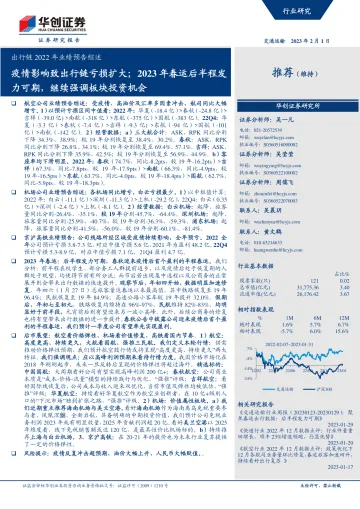 交通运输行业出行链2022年业绩预告综述:疫情影响致出行链亏损扩大;2023年春运后半程发力可期,继续强调板块投资机会-20230201-华创证券-19页
