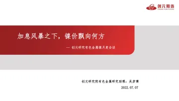 有色金属镍月度会谈:加息风暴之下,镍价飘向何方-20220707-创元期货-22页