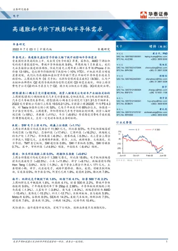 电子行业专题研究：高通胀和币价下跌影响半导体需求-20220703-华泰证券-21页