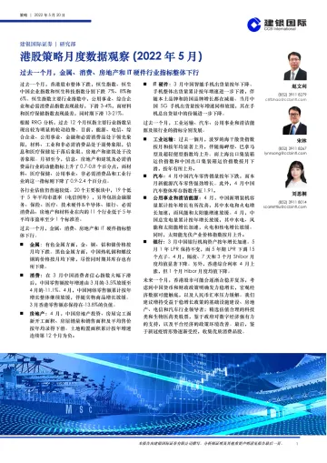 港股策略月度数据观察(2022年5月):过去一个月,金属、消费、房地产和IT硬件行业指标整体下行-20220520-建银国际-31页