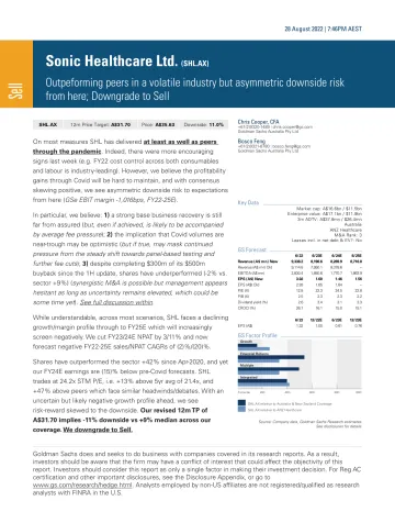 Sonic Healthcare Ltd. (SHL.AX)_ Outpeforming peers in a volatile industry but asymmetric downside risk from here; Downgrade t..._1