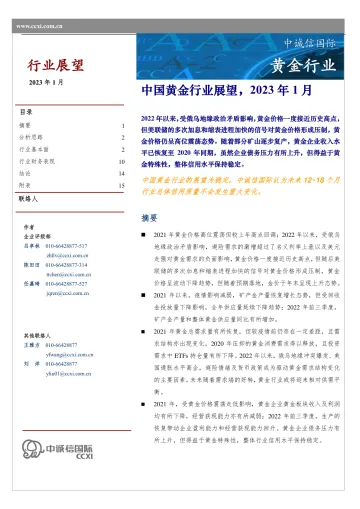 中诚信-中国黄金行业展望-17页